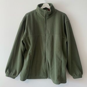 VINTAGE KHAKI FLEECE ZIP UP SWEATER
